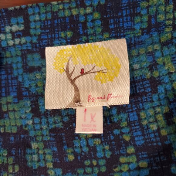 Anthropologie Fig & Flower Sheer Abstract Popover Blouse Top Plus Size 1X Artsy - Picture 8 of 11